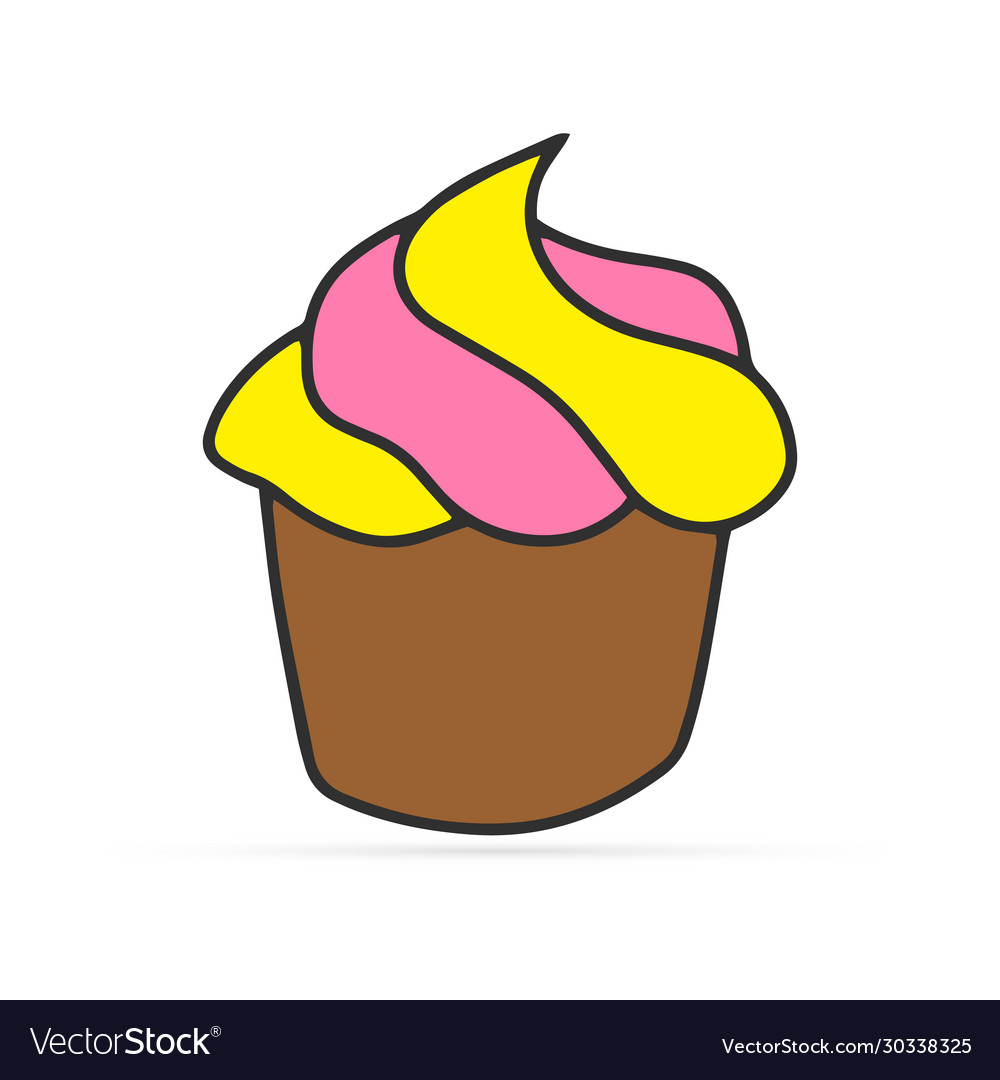 Doodle cake icon isolated outline