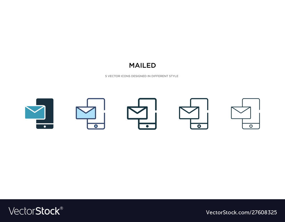 Mailed icon in different style two colored Vector Image Mailed icon in different style two colored