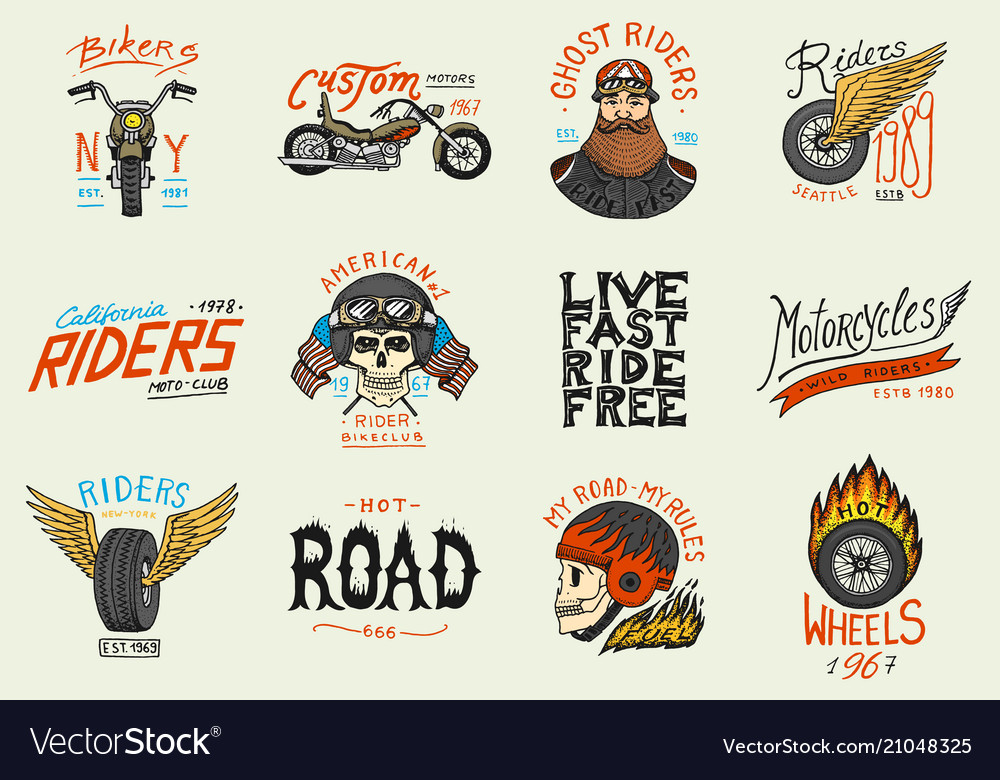 Motorcycles and biker club templates vintage Vector Image