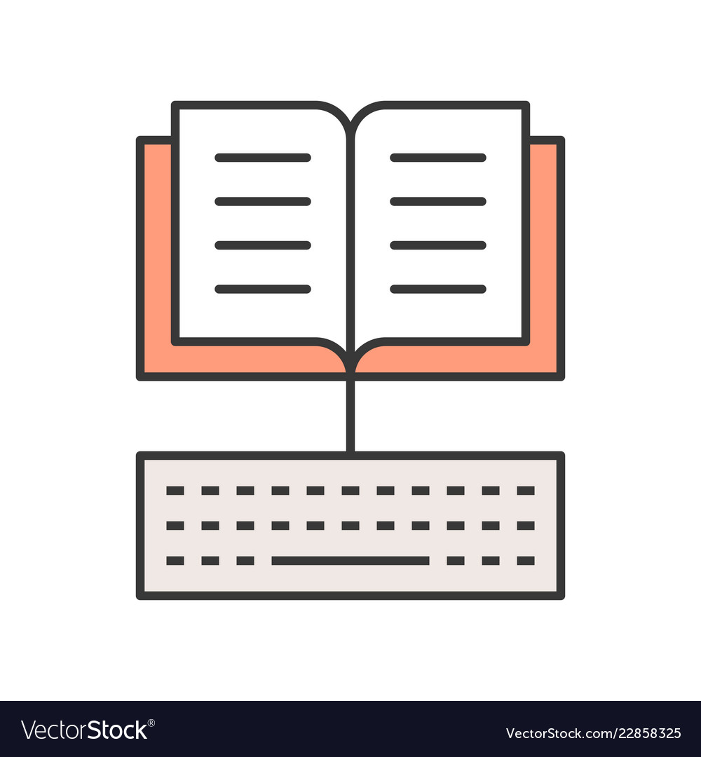 Open book and keyboard icon e learning concept