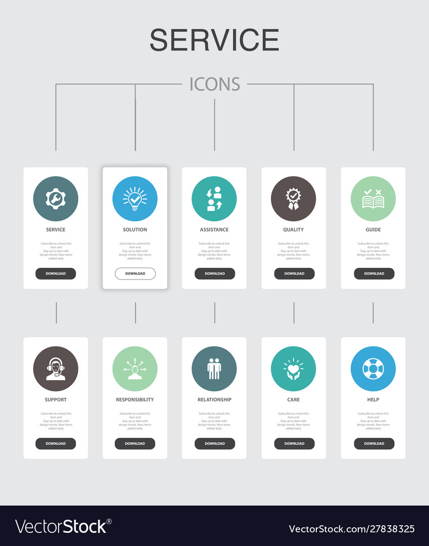 Service infographic 10 steps ui designsolution Vector Image