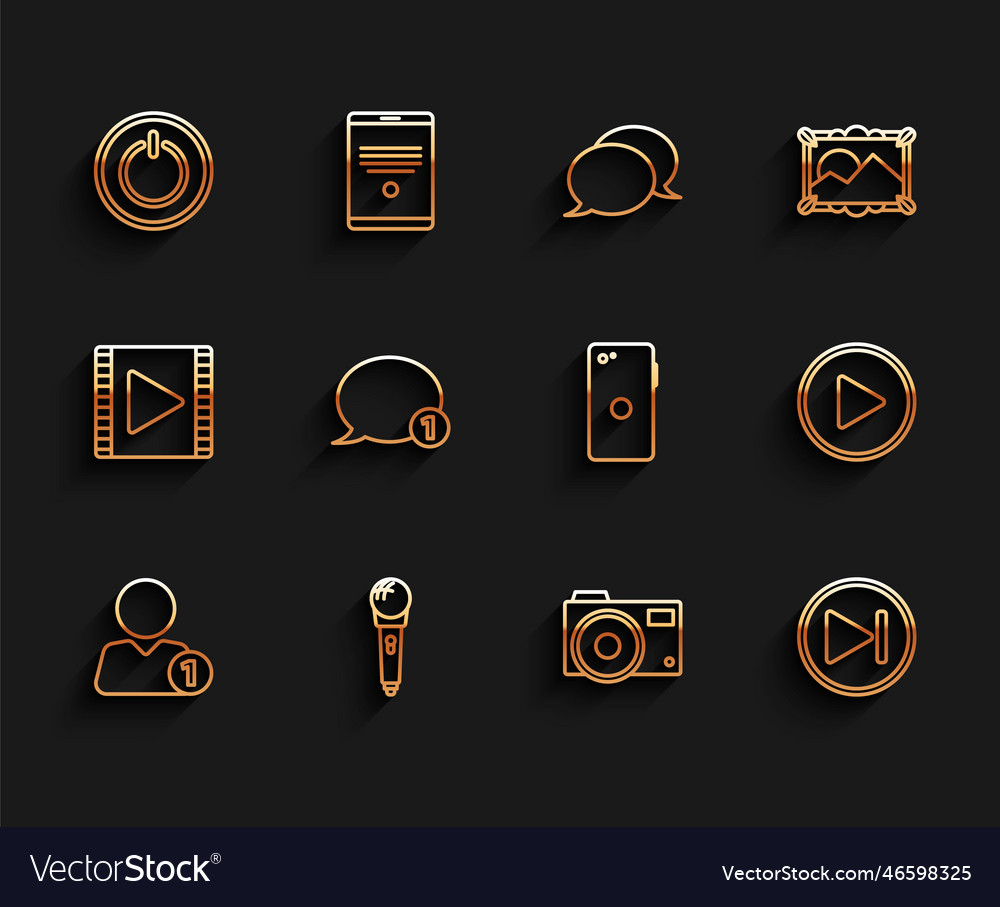 Set line add to friend microphone power button vector image Set line add to friend microphone power button