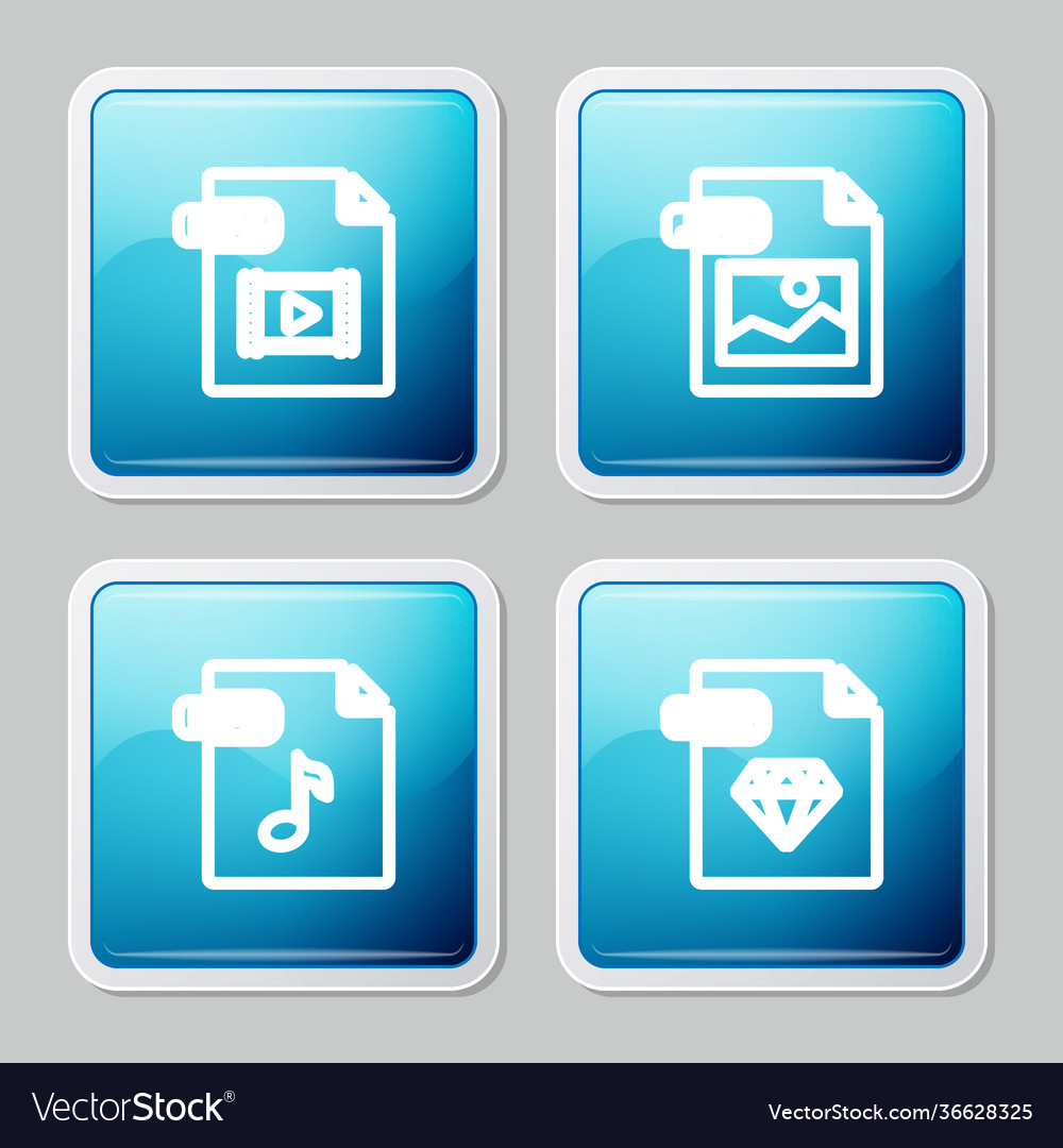 Set line mp4 file document jpg mp3 and ruby icon vector image Set line mp4 file document jpg mp3 and ruby icon