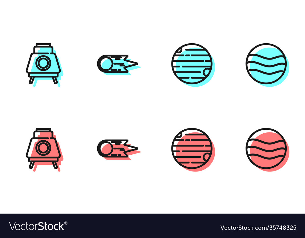 Set line planet mars rover comet falling down