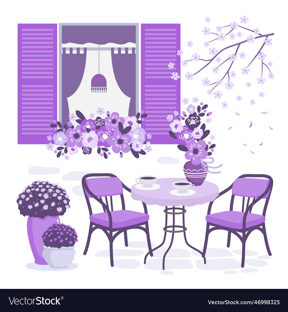 Spring window chairs Royalty Free Vector Image