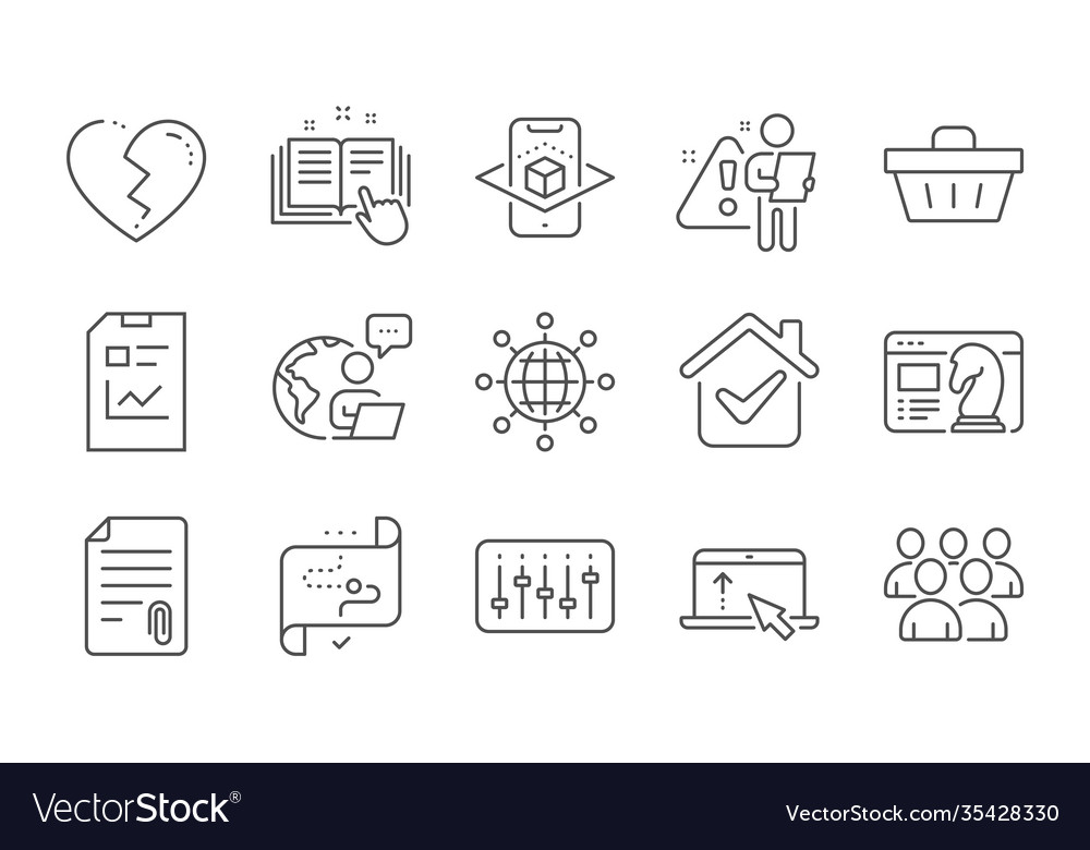 Augmented reality group and target path icons set vector image Augmented reality group and target path icons set