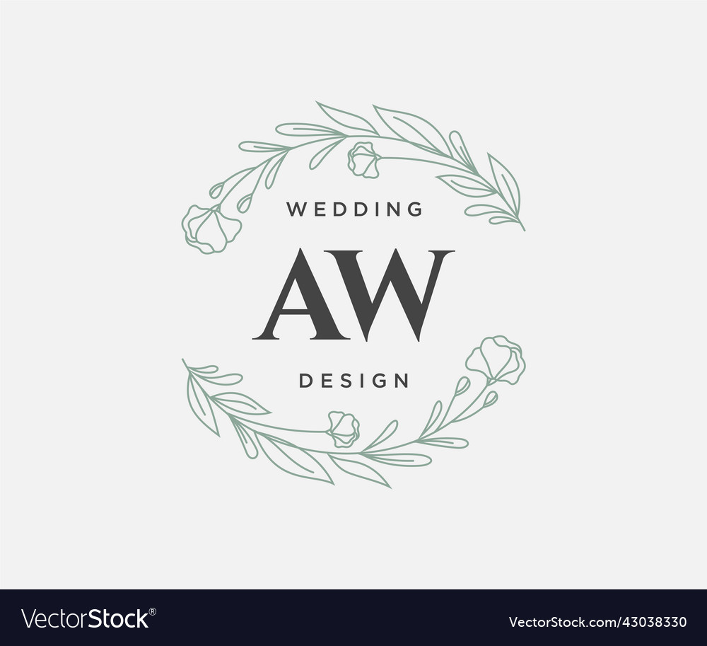 Aw initials letter wedding monogram logos Vector Image