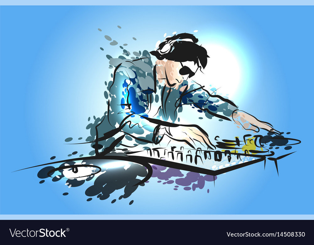 Color Line Sketch Dj Royalty Free Vector Image