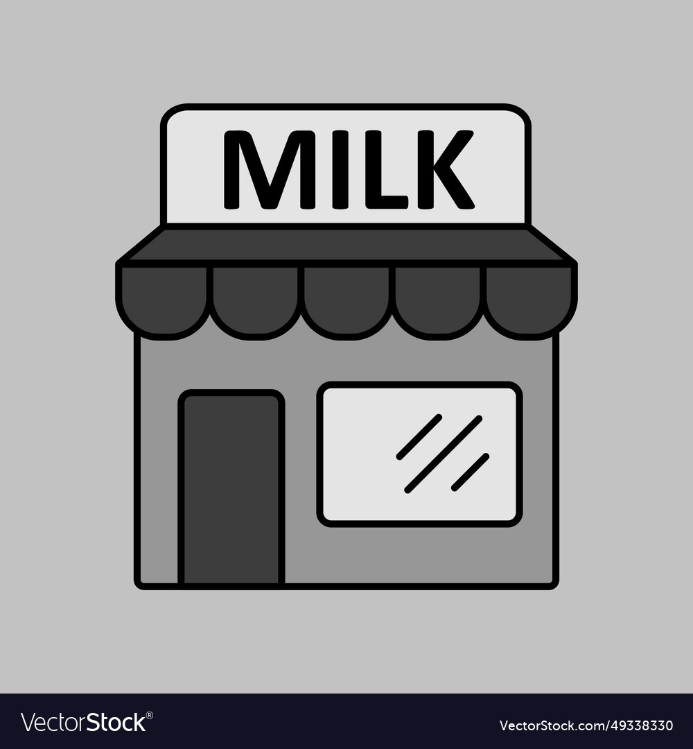 Dairy store facade grayscale icon