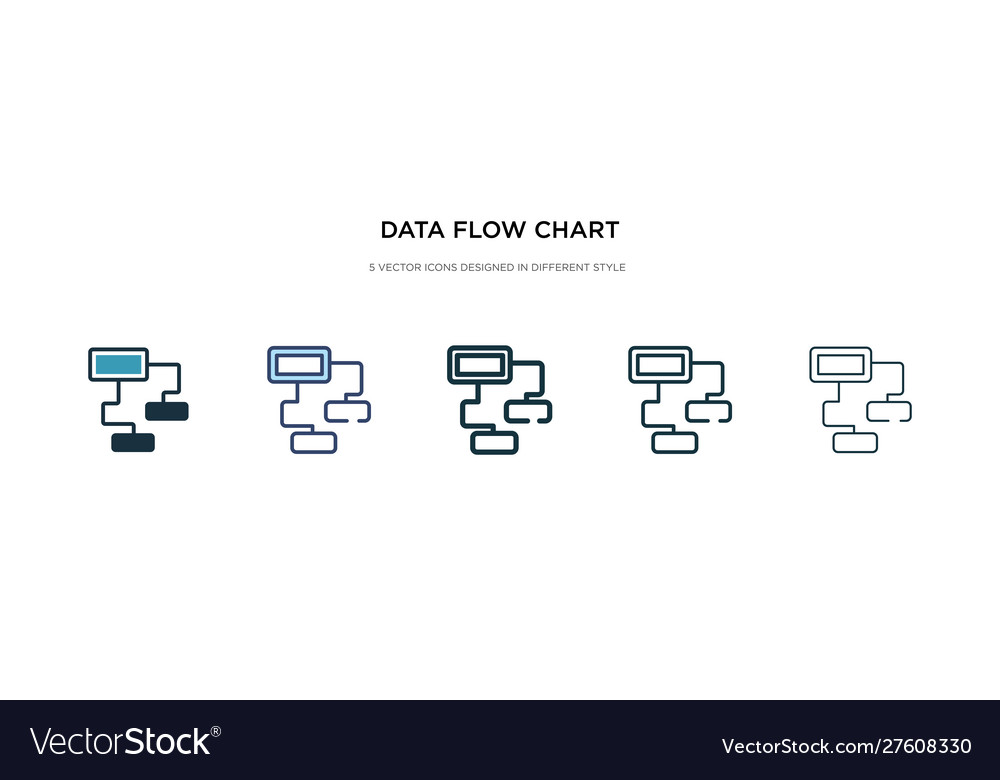 Data flow chart icon in different style two Vector Image Data flow chart icon in different style two