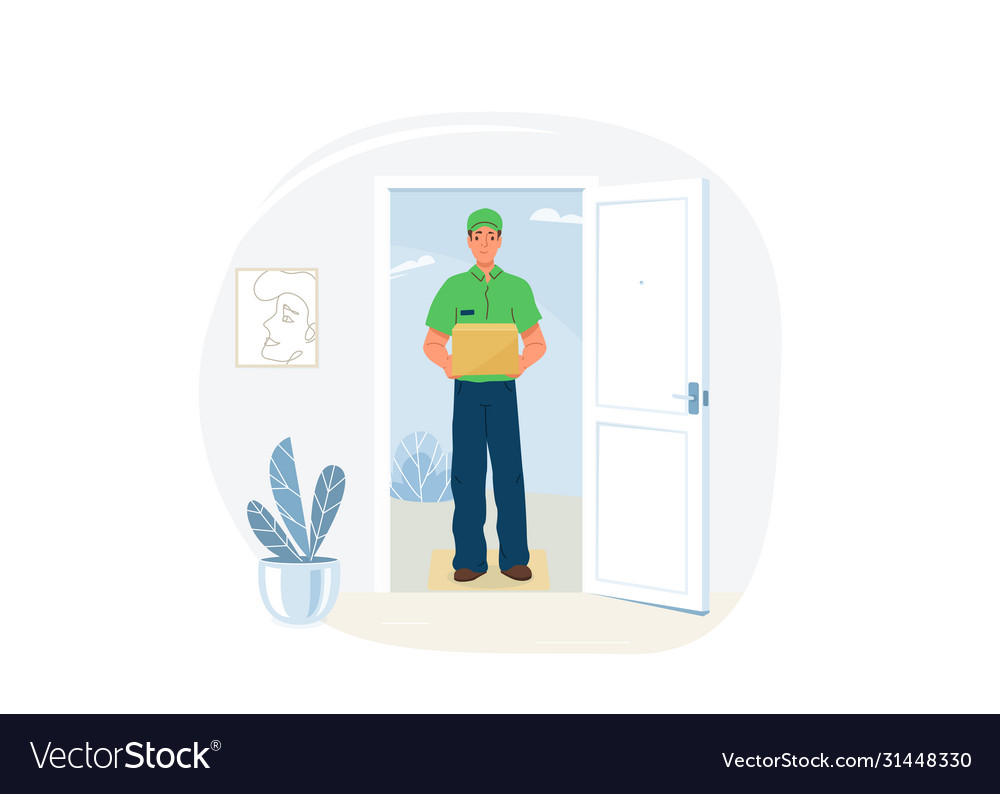 Delivery service courier vector image Delivery service courier