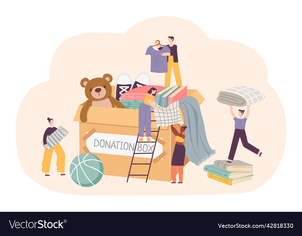 Donation charity concept little female and male Vector Image