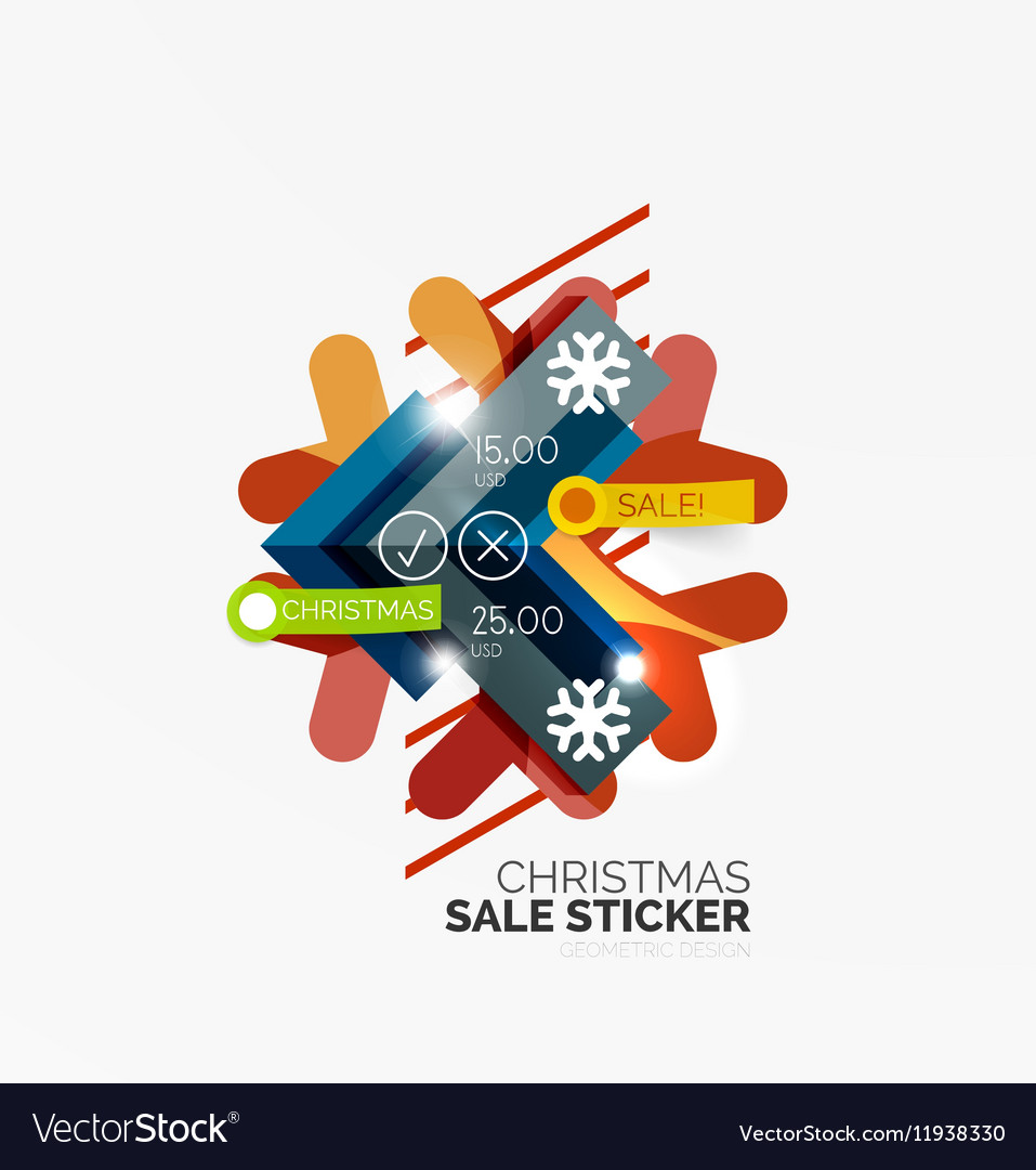 Geometric christmas sale stickers Royalty Free Vector Image