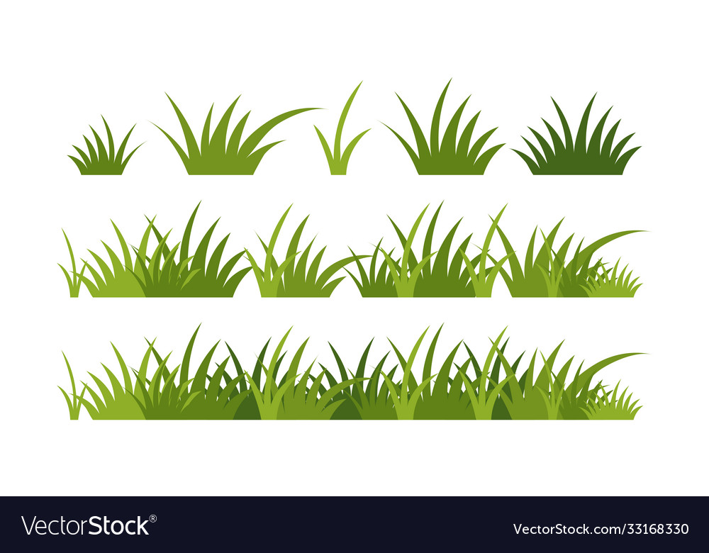 Green grass horizontal border a set Royalty Free Vector