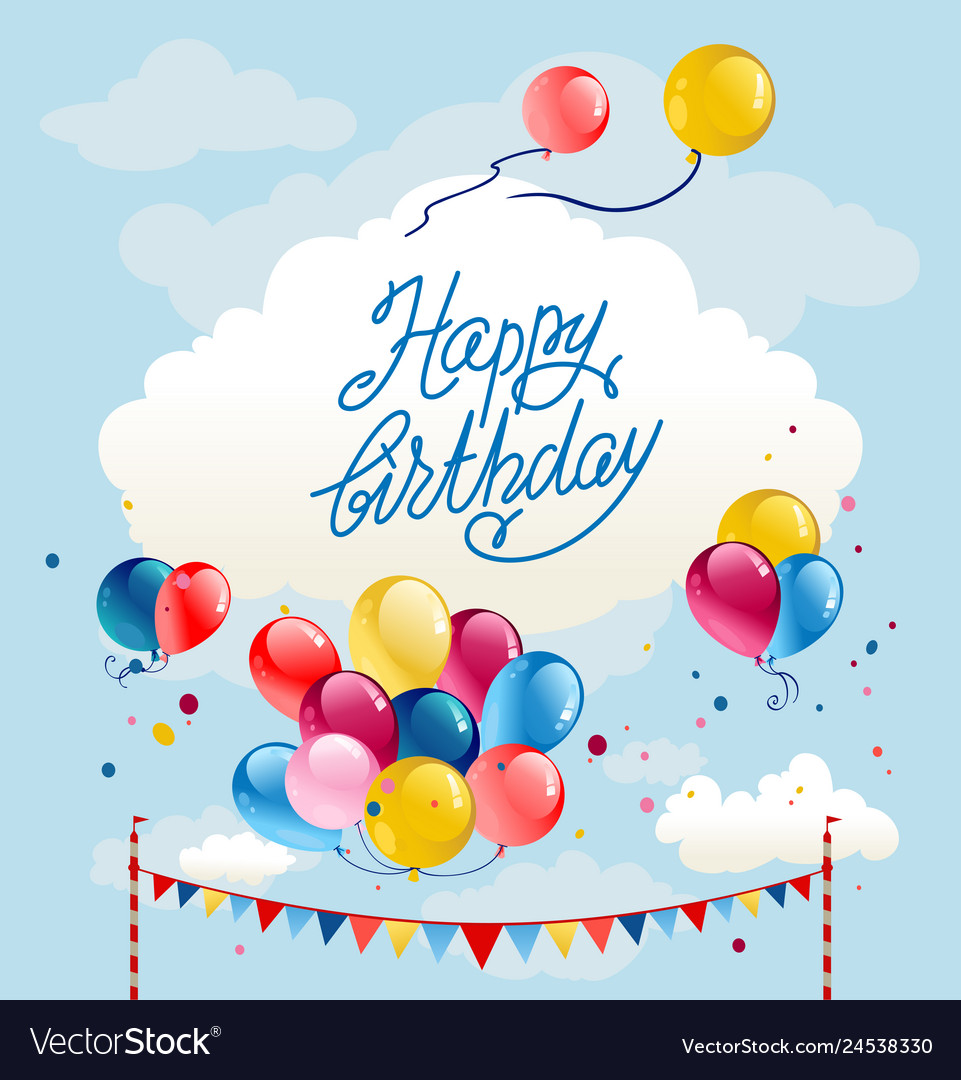 Happy birthday balloons card Royalty Free Vector Image