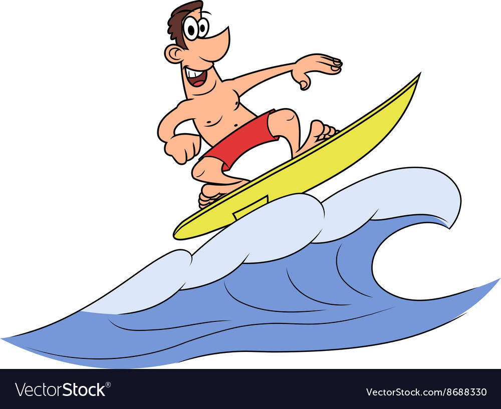 Happy man is surfing 2 Royalty Free Vector Image