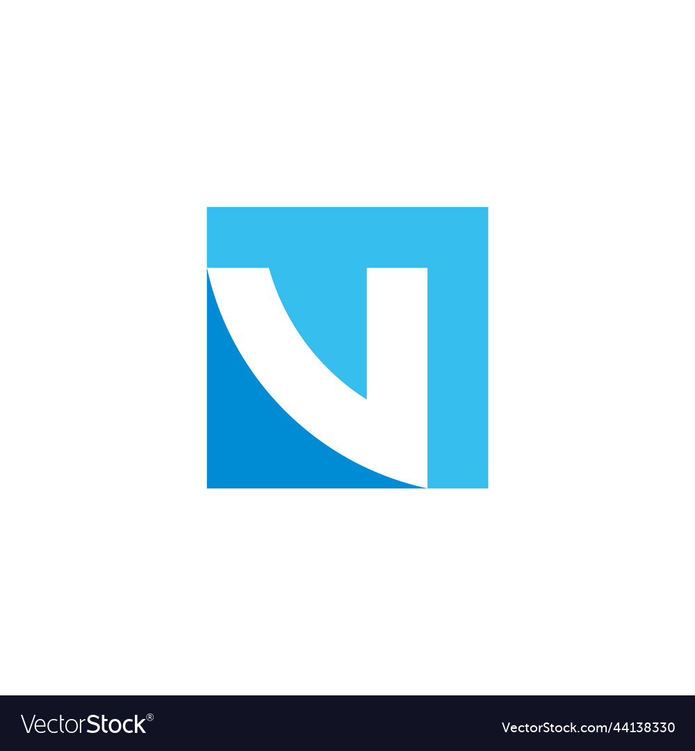 Letter v square blue negative space logo Vector Image