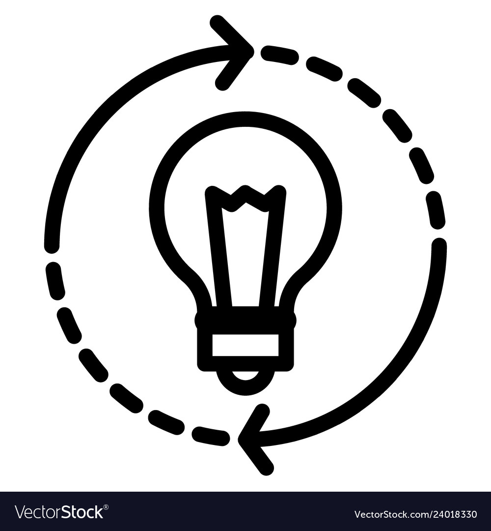Light bulb and arrows line icon lamp in rotating Vector Image Light bulb and arrows line icon lamp in rotating