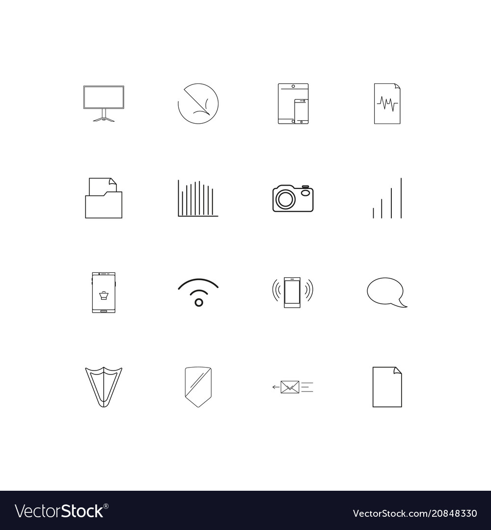 Network and database linear thin icons set