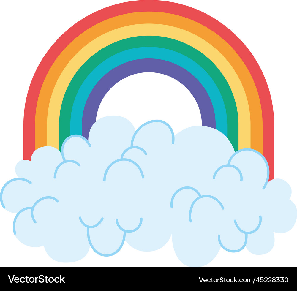 Rainbow on clouds Royalty Free Vector Image - VectorStock