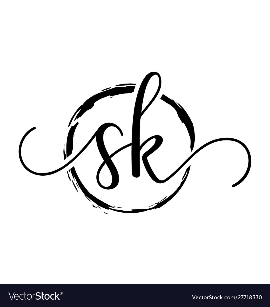 Sk initial handwriting logo Royalty Free Vector Image