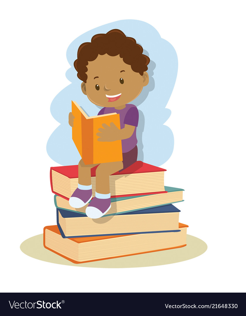 Small african american boy learning and reading Vector Image