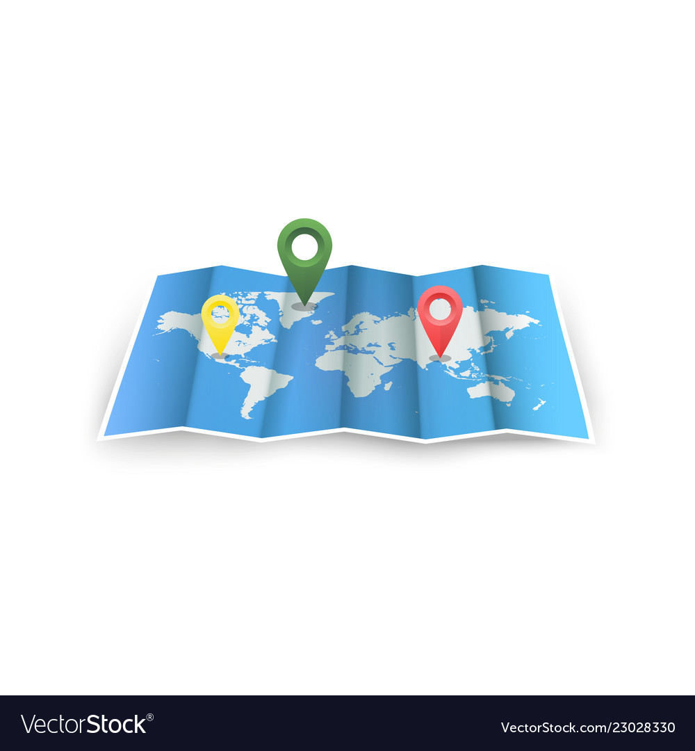 World map with shadow and pointers vector image World map with shadow and pointers