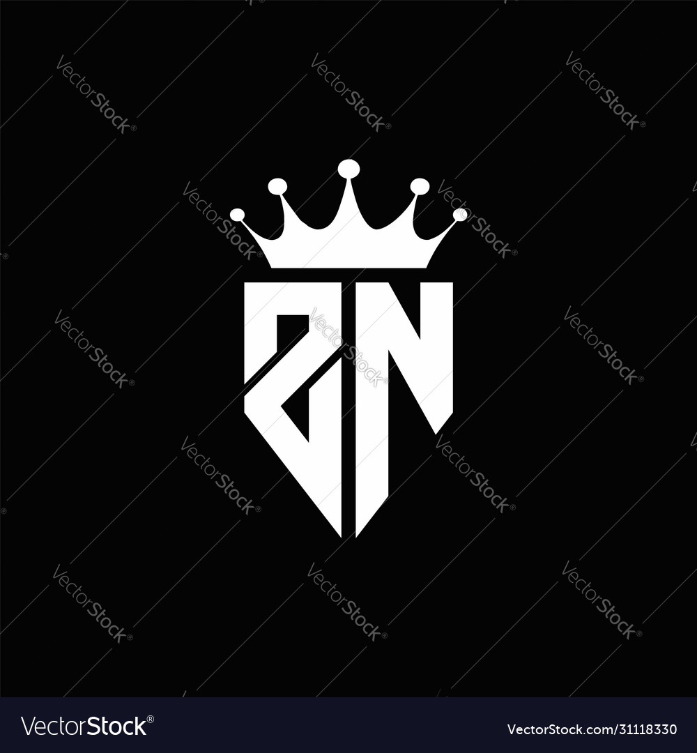 Zn logo monogram emblem style with crown shape Vector Image