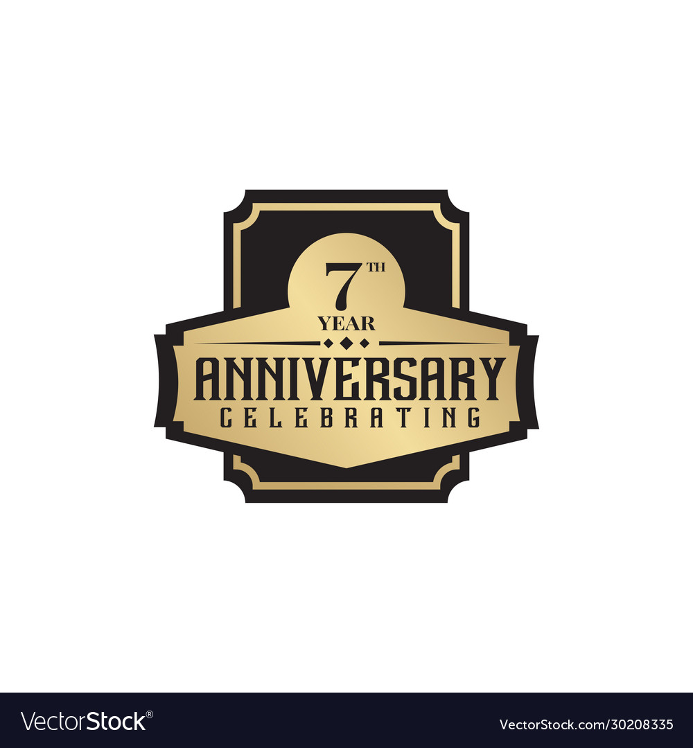 7th year anniversary emblem logo design template