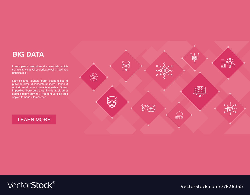 Big data banner 10 icons conceptdatabase