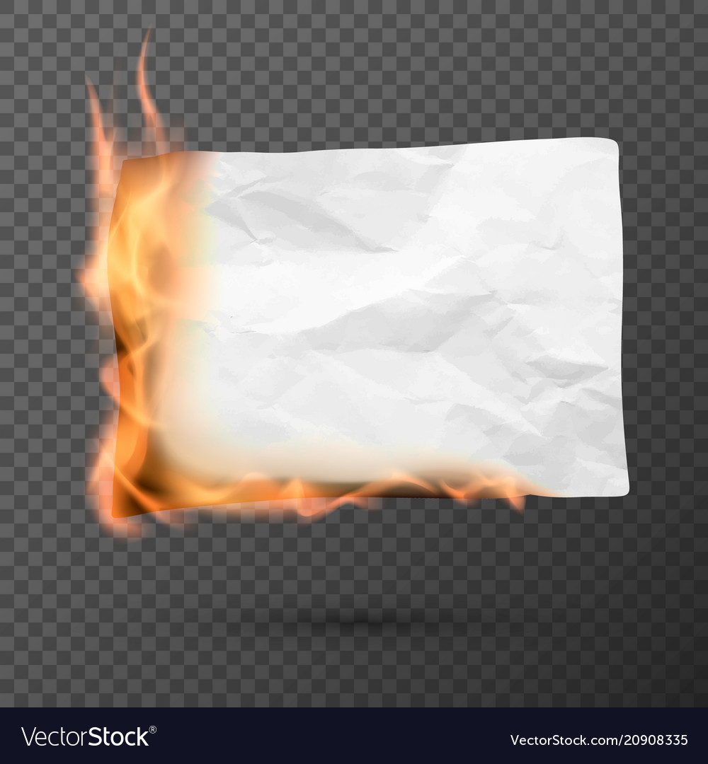 Burning piece of crumpled paper empty Royalty Free Vector