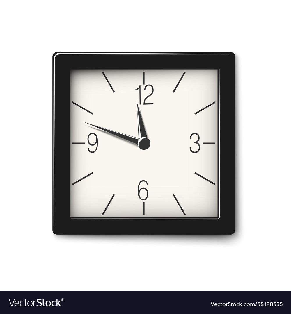 Classic Black And White Square Wall Clock Vector Image