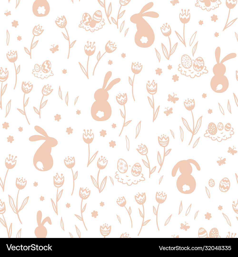 Cute hand drawn easter seamless pattern Royalty Free Vector