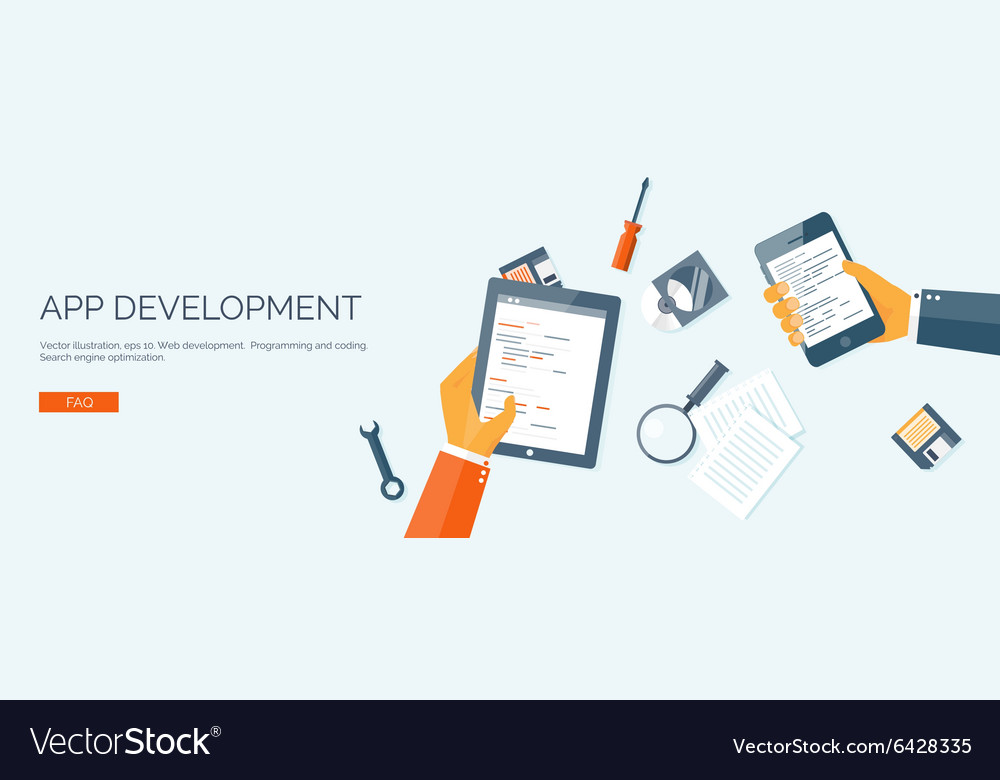 Flat header Programming and Royalty Free Vector Image