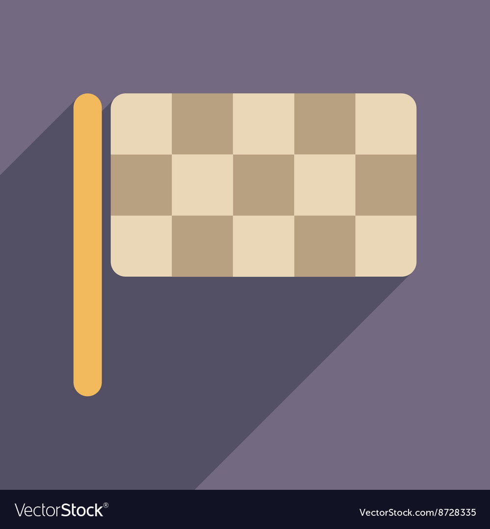 Flat web icon with long shadow checkered flag