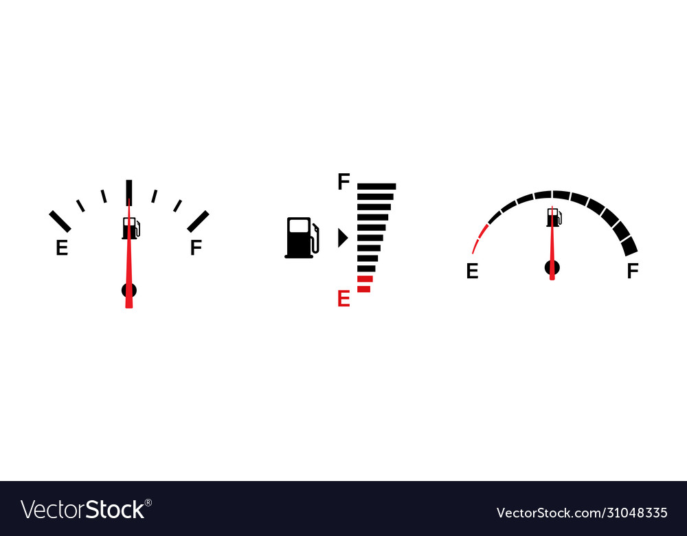 Fuel gauge indicators isolated icons gasoline