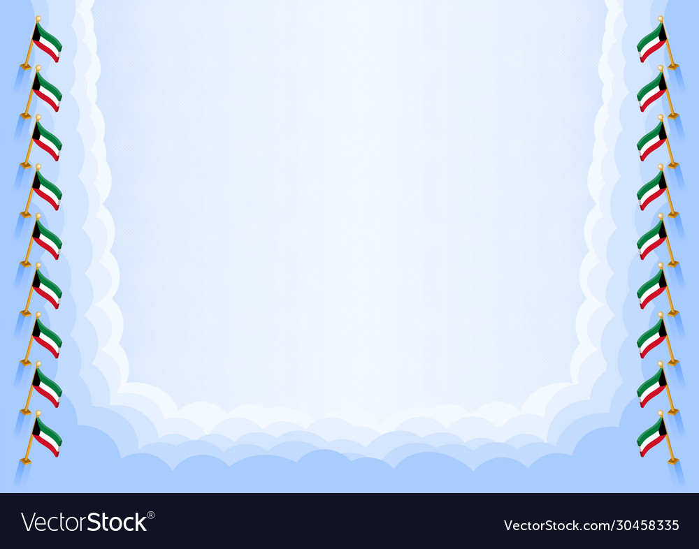 Horizontal frame and border with kuwait flag Vector Image Horizontal frame and border with kuwait flag
