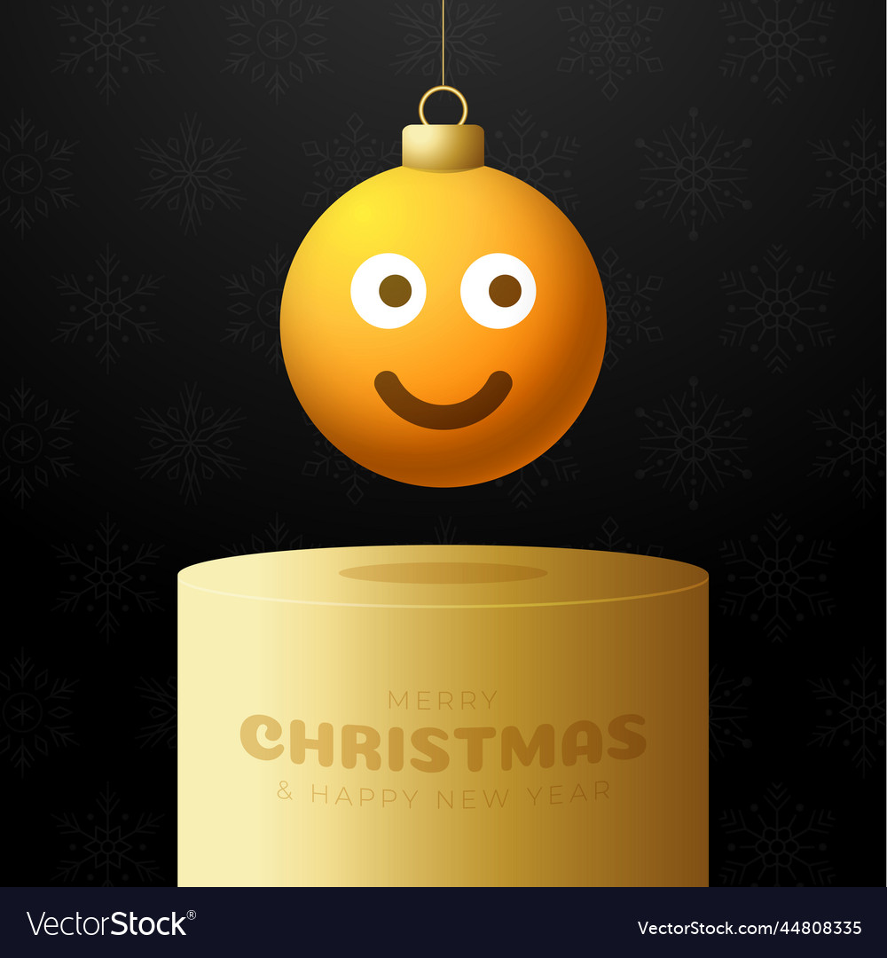 Merry christmas card with smile emoji face Vector Image