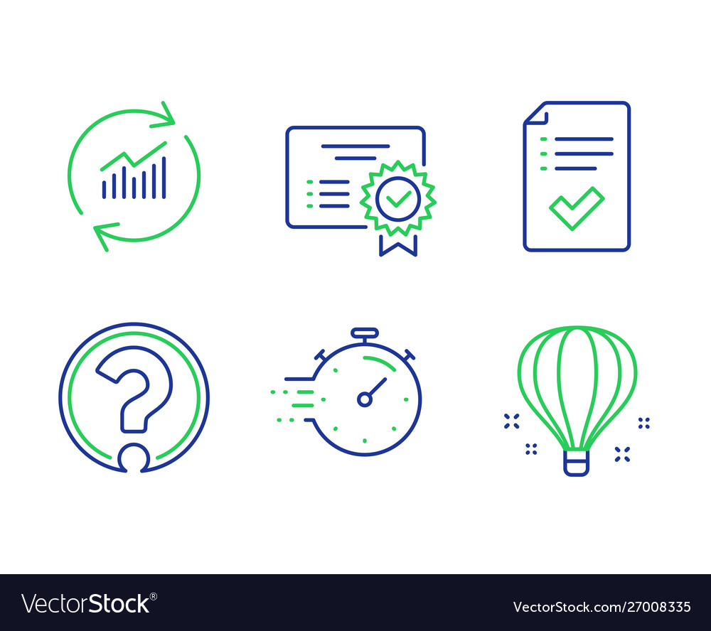Question mark timer and update data icons set vector image Question mark timer and update data icons set