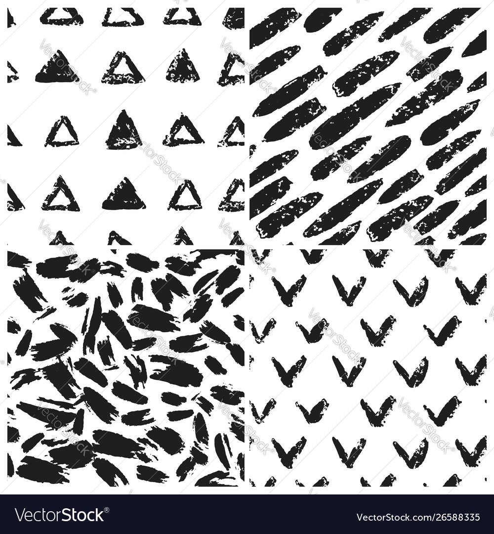 Set grunge texture seamless pattern triangle