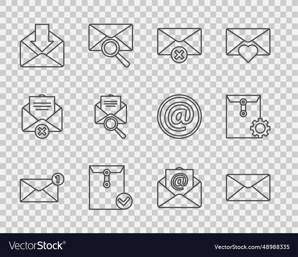 Set line envelope delete and check mark vector image Set line envelope delete and check mark