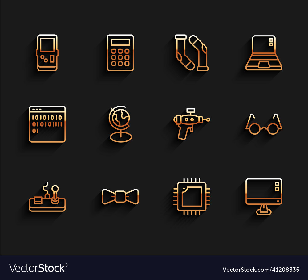 Set line gamepad bow tie tetris processor Vector Image Set line gamepad bow tie tetris processor