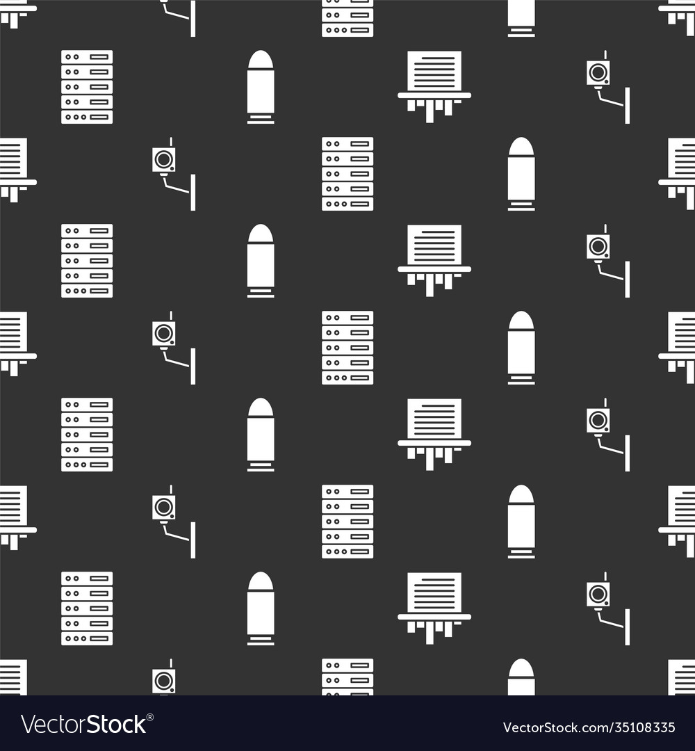 Set paper shredder security camera server data vector image Set paper shredder security camera server data