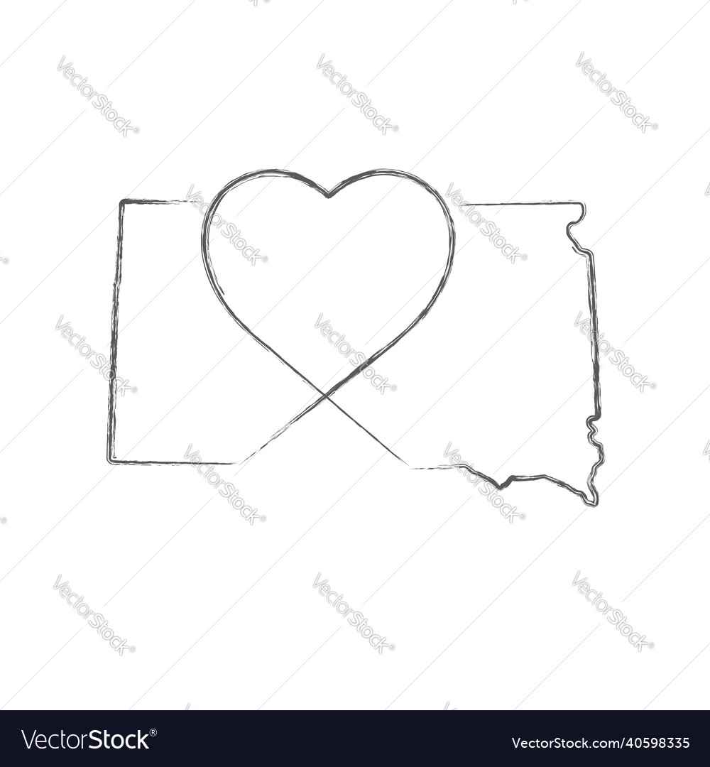 South dakota us state hand drawn pencil sketch