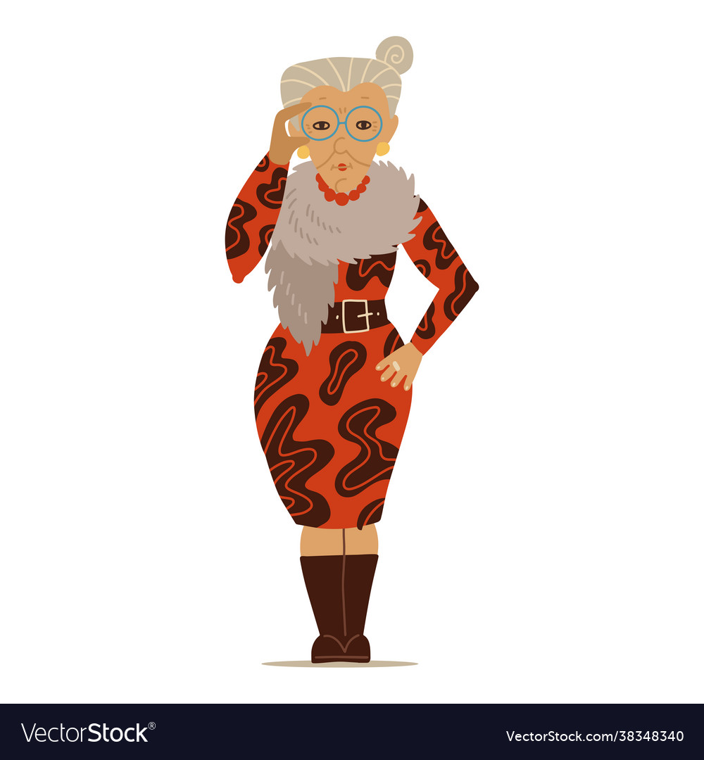 Aduld senior confident lady bright clothing Vector Image