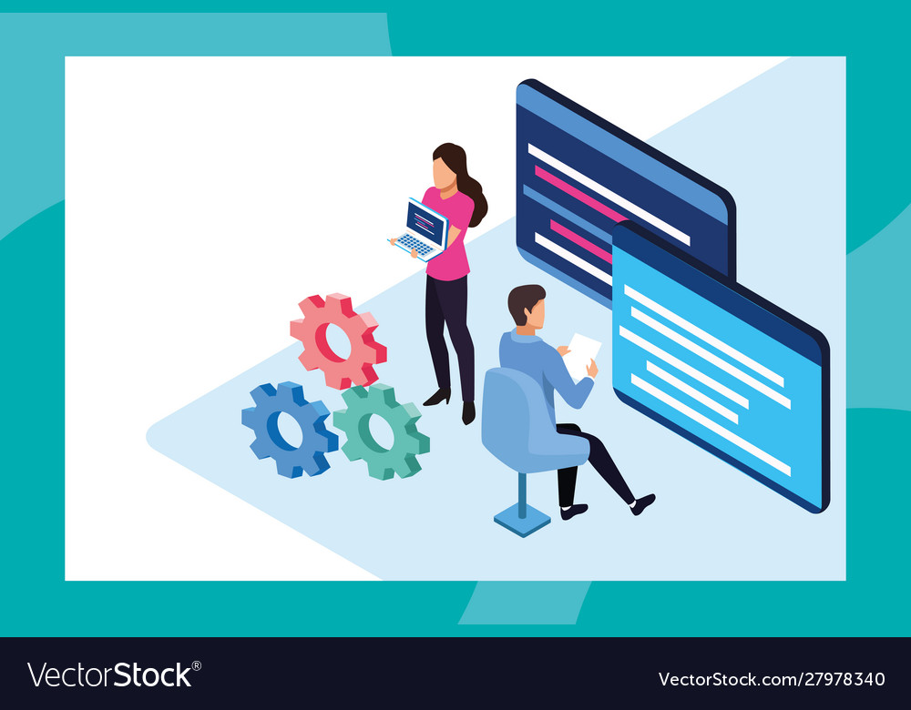 Big data technology with webpage template vector image Big data technology with webpage template