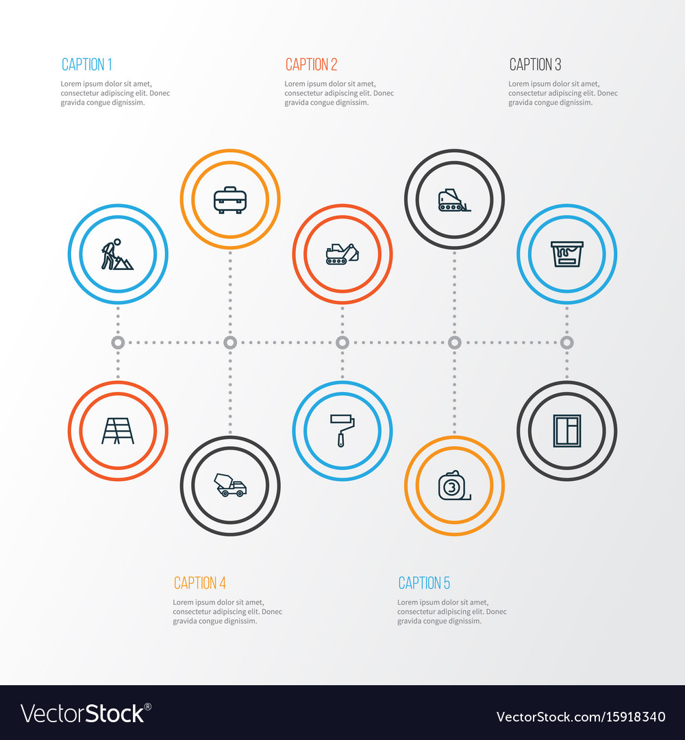 Building outline icons set collection of color