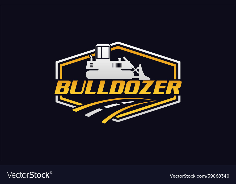 Bulldozer logo template heavy equipment logo Vector Image