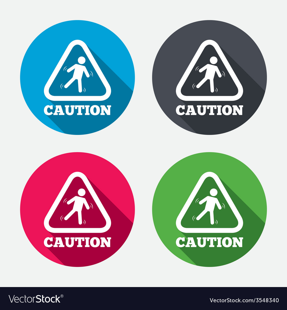 Caution wet floor icon human falling symbol