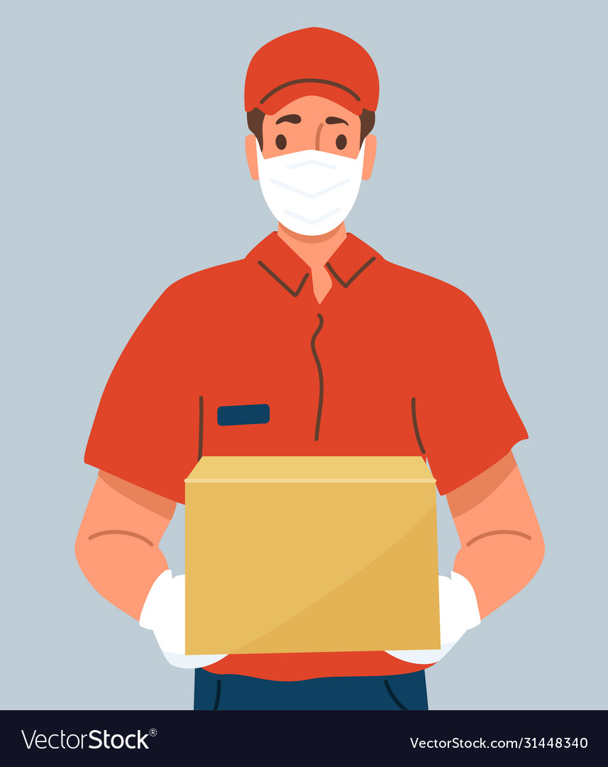 Delivery Man with Box - Covid Protection